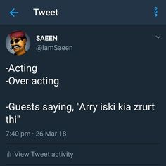 the tweet is being displayed on an iphone screen, and it appears to be reading'acting - over acting '