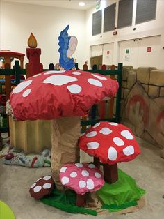 an inflatable mushroom house is on display