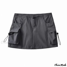 Olivia Mark - Retro-style Utility Skirt with Sexy Low-waist, Anti-exposure Design and Figure-hugging Fit. Low Waist Skirt, Utility Design, Utility Skirt, Slip Shorts, High Waisted Pencil Skirt, Wrap Around Skirt, Half Skirt, Workwear Fashion, Low Waisted