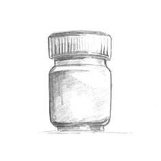 a pencil drawing of a jar on a white background