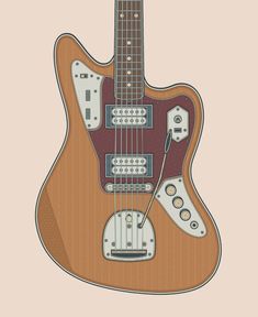 an electric guitar is shown on a beige background