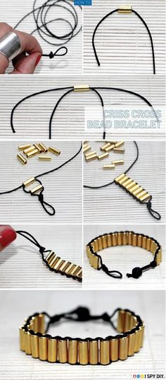 how to make a bracelet out of gold and black wire with instructions for making it