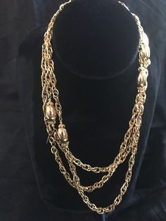 "Monet: Very Long Necklace,Flapper Style,  In Gold Tone, with Mirror Oval Metal Balls that Measures 1 \" Long Can be used As A Double Strands Necklace.This Necklace Is In Excellent Condition. Measure :55\" Long. With Hang Tag Marked MONET. Thank You For Visiting My Shop. If You Have Question Don't Hesitate To Contact Me." Chrome Necklace, Mirror Oval, Vintage Style Necklace, Gold Long Necklace, Flapper Style, Long Chain Necklace, Metal Ball, Green Opal, Labradorite Pendant