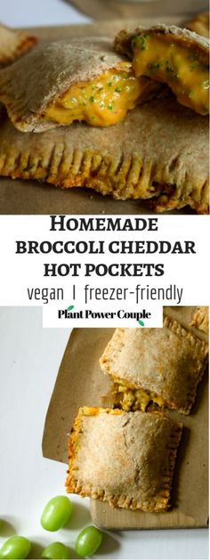 homemade broccoli cheddar hot pockets with green peas