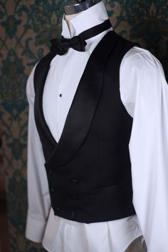 "The pricing on this listing is for a 3pc Handsewn Tux with the muslin fitting. We can make a similar tux in our Decadence '89 style with less handwork for a lower price. 1909 BESPOKE: These are our completely custom handmade suits. Each suit is crafted for an individual customer based on his tastes and lifestyle, and the price of the suit includes us spending 4 hours on designing your suit alone and sketching ideas. These suits are completely patterned, cut, and sewn here in our studio in Denve Bespoke Fitted Black Tuxedo, Fitted Black Tuxedo With Shawl Collar, Black Fitted Tuxedo With Shawl Collar, Tailored Fitted Tuxedo With Suit Collar, Luxury Fitted Tuxedo With Shawl Collar, Fitted Tuxedo With Shawl Collar For Business, Fitted Shawl Collar Tuxedo For Business, Fitted Shawl Collar Suit For Business, Elegant Silk Vest For Formal Occasions