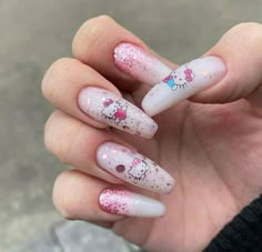 Hello Kitty Nail Designs, Idol Nails, Bluesky Nails, Nail Tutorial Videos, Cute Acrylic Nail Designs, Y2k Nails, Bling Acrylic Nails, Dream Nails