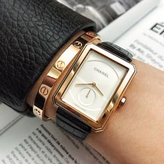 Bracelet Cartier, Stacked Bracelets, Mademoiselle Chanel, Boyfriend Watch, Chanel Watch, Bracelet Stacks, Silver Pocket Watch