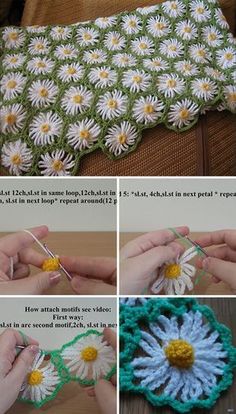 instructions to crochet a daisy afghan