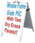 a white sign that says window frame grade pwc with two core panels on it