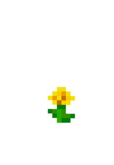 a pixelated image of a yellow flower on a white background