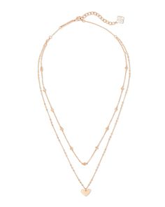 Love to layer? Meet your match in The Ari Heart Multi Strand Necklace in Rose Gold. A beloved shape pairs with a petite chain, hand-picked by our design team, to create an all-new layered look. Delicate Rose Gold Heart Necklace With Adjustable Chain, Dainty Rose Gold Layered Necklace, Rose Gold Dainty Layered Necklace, Delicate Rose Gold Chain Necklace For Layering, Rose Gold Charm Necklaces For Layering, Rose Gold Layered Clavicle Chain Necklace, Rose Gold Delicate Chain Layered Necklace As Gift, Rose Gold Jewelry With Delicate Chain For Layering, Delicate Rose Gold Necklace For Layering