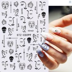 3D Holographic Nail Art Sticker Decal Stickers SKULL ABSTRACT FACE Black CS99 Holographic Nail Art, 3d Holographic, Star Nail Art, Nail Art Stickers Decals, Lines On Nails, Nail Art Sticker, Face Facial, Abstract Face, Star Nails