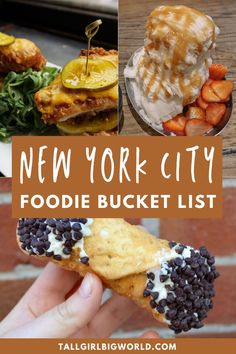 the new york city food tour with text overlay that reads 21 foods you have to try in new york city