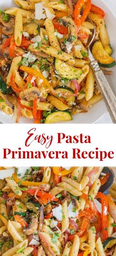 An easy Pasta Primavera is a light pasta recipe loaded with vegetables and tossed in a fresh lemon and garlic sauce. This vegetarian pasta dish is a great way to incorporate seasonal spring and summer veggies and it’s so satisfying. Easy Pasta Primavera, Primavera Recipe, Pasta Primavera Recipe, Lemon Garlic Pasta, Spring Pasta, Italian Dinner Recipes, Meals Ideas, Pasta Primavera, Inflammatory Diet