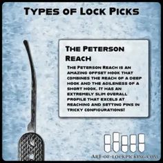 an advertisement for a racket that says, types of lock picks