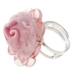 Since antiquity people admired roses for their delicate beauty and elegance. Rose is a symbol of femininity, hope, and love. Perhaps not surprisingly, the hand-made Murano glass flowers best of all showcase the amazing skill and talent of Murano Glass artisans. This Murano Glass Rose ring in the shape of a pink rose was designed and crafted with incredible detail by the glass artisans whose lineage goes back to the great Venetian masters of the centuries past. The tender pink glass of the petals Pink Flower Ring, Rose Flower Ring, Rings Pink, Heart Christmas Ornaments, Murano Glass Jewelry, Glass Rose, Pink Rose Flower, Glass Ring, Rose Ring