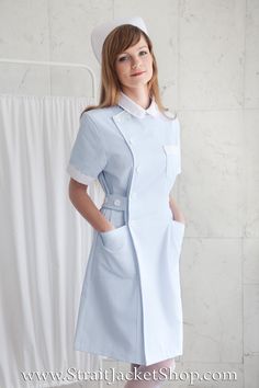 Cute Blue Nurse Uniform with Short Sleeves AND Nurse cap Very breathable 100% High Quality Cotton. The Uniform has two deep pockets at the sides and one smaller chest pocket. Equipped with a rubber welt at back and 2 welts fastened on buttons at sides, to ensure a perfect close fit. Size S Bust 90cm (35.4inch) Waist 70cm (27.5inch) Hips 96cm (37.7inch) Size M Bust 98cm (38.5inch) Waist 78cm (30inch) Hips 104cm (41inch) Size L Bust 105cm (41inch) Waist 86cm (34inch) Hips 112cm (44inch) More sizes Nurse Clothing, Nurse Dress, Nurse Uniforms, Medical Scrubs Outfit, Nurse Cap, Staff Uniforms, Drawing Pencil Sketches, Scrubs Outfit, Vintage Nurse