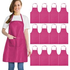 PRICES MAY VARY. Polyester Imported 1 package including 12 pcs of pink aprons Size of aprons is 60*70cm(24*27inch). Fit for most people. But pls check size before purchasing. Thanks The material is 100% polyester. It is waterdrop resistant not 100% waterproof. It is good material for women men to cook meals in kitchen. 1 pink apron with 2 pockets-cooking aprons with 2 pockets can be fit for women men to separately storage items,Phones, books, pens, spoon and so on. It is really a good apron for Pink Aprons, Pink Cleaning, Men Kitchen, Tree Cupcakes, Cooking Aprons, Cook Meals, Pink Apron, Grill Apron, Bib Apron