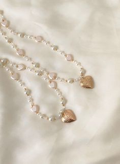 handmade to order length: 18 in Gold Heart-shaped Pearl Beaded Necklaces, Gold Heart-shaped Pearl Beaded Necklace, Heart-shaped Pearl Beaded Chain Jewelry, Vintage Pearl Chain Beaded Necklace Gift, Pearl Necklaces With Heart Beads, Pearl Beaded Necklaces With Heart Pendant, Pearl Heart Pendant Beaded Necklace, Pearl Necklaces With Heart Shaped Beads, Pearl Beaded Heart Pendant Necklace