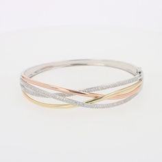 Effy Trio 14K Tri-Color Gold Diamond Crossover Bangle, 1.03 TCW Jewelry Lookbook, Diamond Bangle, Tri Color, Crossover, Gold Diamond, 14k Gold, Bangles, Lookbook, Gold