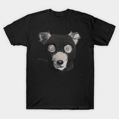 a black t - shirt with an image of a dog's face on it