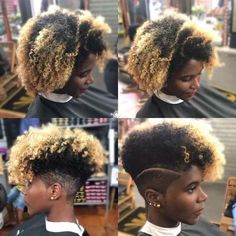 ριηтєяєѕт: @GottaLoveDesss ✨✨ Frohawk Natural Hair Shaved Sides, Natural Hair Undercut, Frohawk Natural Hair, Tapered Afro