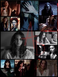 many different pictures of women in black and white with red lettering on the bottom right corner