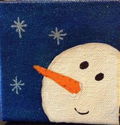 a painting of a snowman with an orange nose