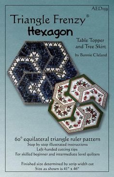 the book cover for triangle frenzy hexagon, featuring three different patterns