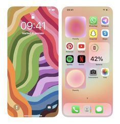 two iphones side by side with different icons on them