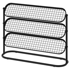 three tiered metal rack with grid design