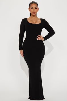 Available In Black And Heather Grey. Ribbed Maxi Dress Long Sleeves Scoop Neck Padded Bra Cups Undergarment Shapewear Lining Stretch Final Sale Shell: 92% Cotton 8% Spandex Lining: 72% Nylon 28% Spandex Imported | Ariana Shapewear Maxi Dress in Black size Medium by Fashion Nova Black Plus Size Outfits, 21st Birthday Outfit, Long Sleeve Black Dress, Taupe Fashion, Shapewear Dress, Ribbed Maxi Dress, Gal Gadot Wonder Woman, Maxi Dress Long, Glamorous Dresses