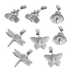 six different types of butterfly charms