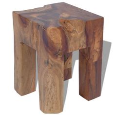 a wooden stool made out of wood with one foot on the end and another leg on the other side