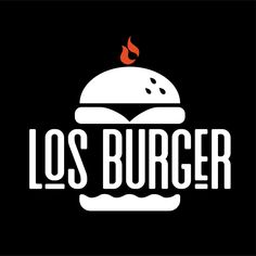 the los burger logo is shown on a black background