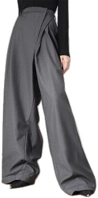 Gray Full Length Dress Pants For Spring, Gray Full-length Dress Pants For Spring, Gray Wide Leg Pants For Spring, Baggy High-waisted Pants For Work, Wide Leg Harem Pants For Work, Baggy High-waisted Wide Leg Pants For Work, Wide Leg Solid Harem Pants For Work, Solid Color Wide Leg Harem Pants For Work, Solid Wide Leg Harem Pants For Work