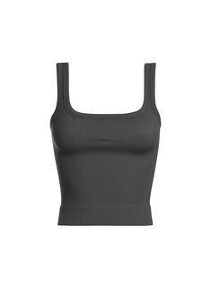 This tank top offers a sleek and timeless silhouette in classic black, making it a staple piece that effortlessly pairs with any bottom. Whether you're running errands, hitting the gym, or lounging at home, the full-length design provides coverage while maintaining a chic and casual vibe. Dress it up with a statement necklace or keep it laid-back with your favorite leggings – this black tank top is your reliable go-to for easygoing style with a touch of sophistication. The Details Ribbed Materi Black Ribbed Tank Top, Black Tank Top Png, Statement Pieces Clothing, Black Tanktop, Womens Tank Tops, Favorite Leggings, Chill Fits, Cute Tank Tops, Gym Tops