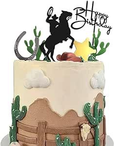 a birthday cake with a cowboy theme on it