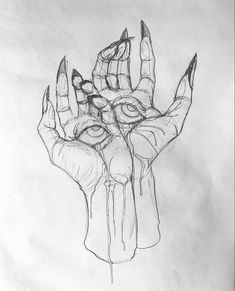 a drawing of a hand that is dripping from it's center with two fingers