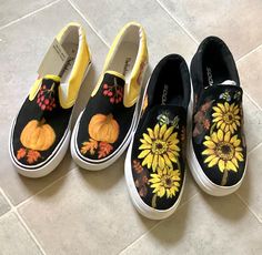 Sunflower Pumpkin, Womens Loafers, Shoe Ideas, Pumpkin Fall, Maple Leaves, Painted Shoes, Painted Pumpkins, Brand Shoes, Fall Autumn