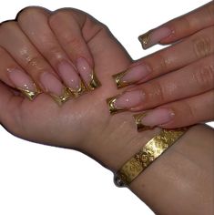 Gold Chrome Nails, Gold Acrylic Nails, Tips Design, Tapered Square Nails, Chrome Nails Designs, Romantic Nails, Gold Nail, Yay Or Nay