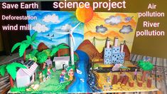 the science project is being displayed in front of a table with paper cutouts on it