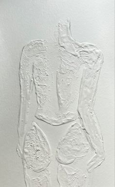 an abstract drawing of a man's torso in white paint