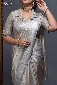 Style Silk Saree, Brocade Blouse Designs, Netted Blouse Designs, Long Blouse Designs