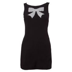 Darling vintage Moschino mini dress with a cut out bow tie detail. Sleeveless sleeves and mini length. Details: Unlined Rear Zip Closure Marked Size: Unmarked Estimated Size: XS Label: Cheap & Chic by Moschino Measurements: Bust: 32" Waist: 29" Hips: 34" Total Length: 29" Chic Sleeveless Mini Dress With Bow Tie, Chic Fitted Mini Dress With Bow Print, Chic Bow Tie Mini Dress For Party, Chic Mini Dress With Bow Tie For Party, Chic Mini Dress With Bow Print, Chic Formal Mini Dress With Bow Tie, Party Mini Dress With Bow Tie, Mini Party Dress With Bow Tie, Evening Mini Dress With Bow Tie