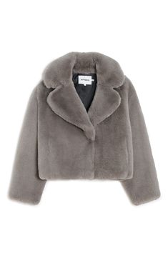 This boxy coat cut in a slightly cropped length is fashioned from the brand's signature Pluche faux fur for luxurious, everyday glamour. Front hook-and-eye closure Notched lapels Side-seam pockets Lined 100% recycled polyester Dry clean Imported Boxy Coat, Grey Fur Jacket, Parka Coat Women, Cropped Faux Fur Coat, Cropped Coat, Womens Parka, Parka Coat, Designer Clothes For Men, Modern Outfits