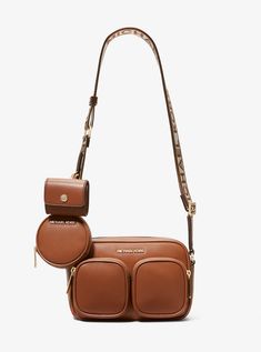 Jet Set Medium Leather Crossbody Bag with Case for Apple Airpods Pro® | Michael Kors Cream Bags, Apple Airpods Pro, Michael Kors Crossbody Bag, Michael Kors Outlet, Mk Bags, Michael Kors Crossbody, Apple Inc, Apple Airpods, Coin Pouch