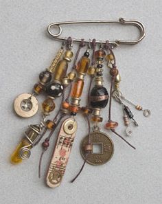 a bunch of different items hanging from a hook