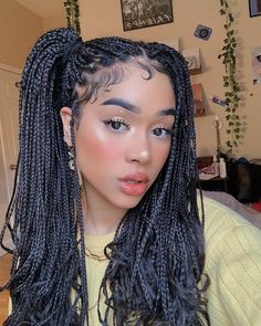 braid baddie braided Hair Manifestation, Pig Tails, Curly Hair Braids, Braid Inspiration, Braiding Styles, Cute Curly Hairstyles, Cute Braided Hairstyles, Cute Box Braids Hairstyles, Box Braids Styling