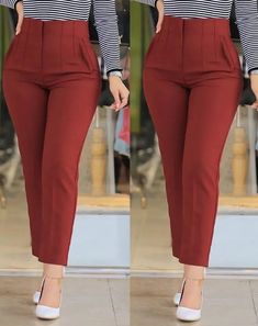 Style:Chic,Elegant Type:Pants Material:Polyester Length:Cropped Pattern Type:Plain Fit Type:Regular Occasion:Daily,Work Package Include:1*Pants         F,S F,S F,S Cropped Work Pants, Celana Fashion, فستان سهرة, Business Casual Outfits, Office Ladies, Work Pants, Womens Fashion Casual, High Waisted Pants, Fashion Pants